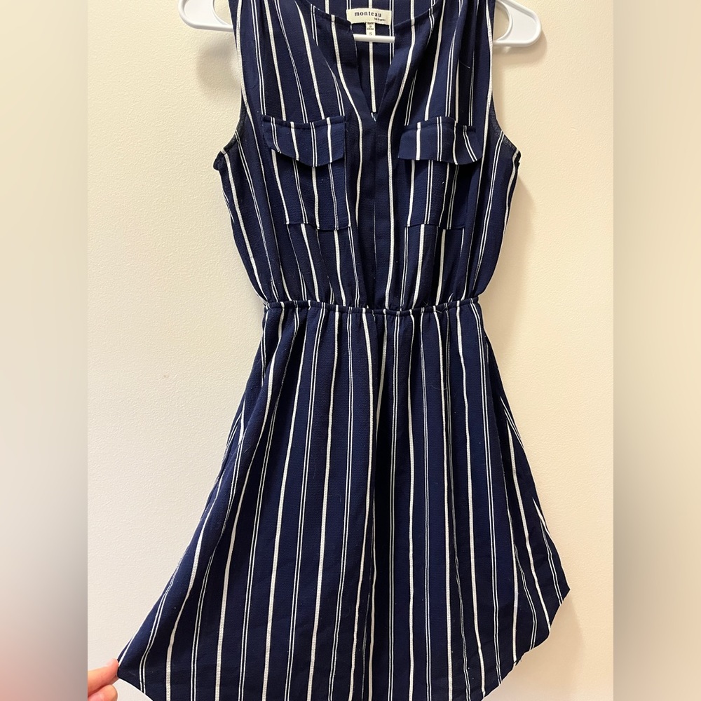 Navy Blue and White Striped Summer Dress